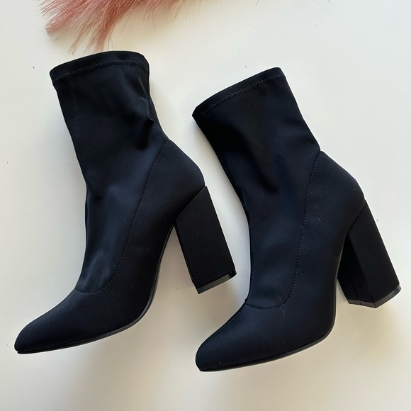 NWOT Nasty Gal Sock Wide Fit Heeled Boots. Size 8 - Picture 3 of 7